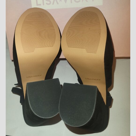 Lisa Vicky Jam Strapped Retro Platform Sandal Block Heel Black Size 9 New In Box - Picture 7 of 8